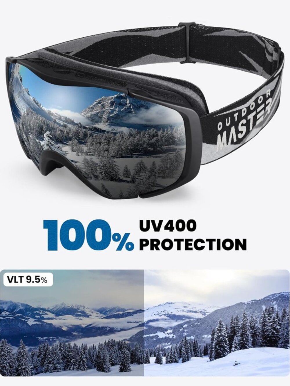 OutdoorMaster Ski Goggles with Cover Snowboard Snow Goggles OTG Anti-Fog